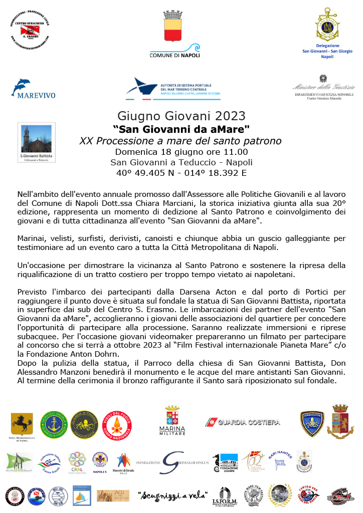Scugnizzi a vela - Giugno Giovani 2023 San Giovanni da aMare 18 Giugno 2023